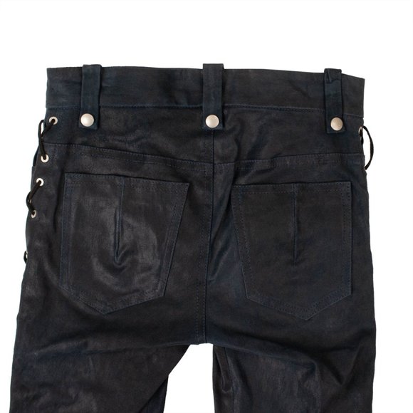UNRAVEL PROJECT Blue Leather Side Lace Up Skinny Pants Size 26 $2065 - Picture 4 of 4